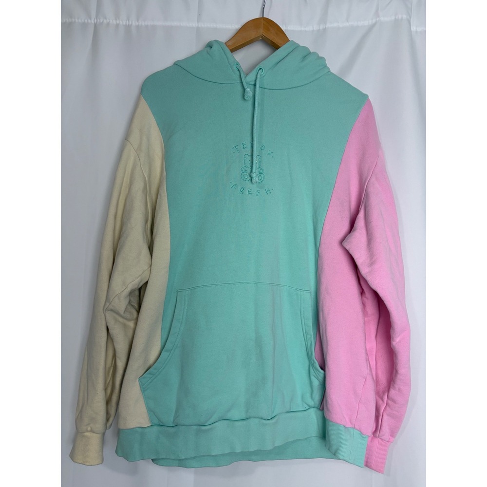 Teddy Fresh Colorblock Hoodie Pastel Embroidered Bear XL Streetwear H3H3 Y2K